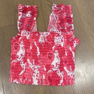 Urban Outfitters pink floral smocked tank top